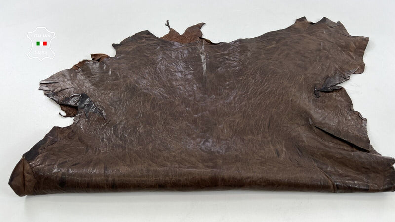 BROWN ANTIQUED VEGETABLE TAN VINTAGE LOOK Soft Lambskin leather 4sqf 1.0mm C1462