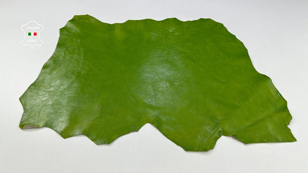 LIME GREEN COATED SHINY Italian Goatskin Goat leather hides 4sqf 1.0mm #C2170