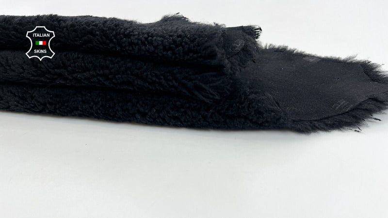 BLACK ON BLACK SUEDE HAIR ON sheepskin Shearling Leather fur 20"x29" #C838