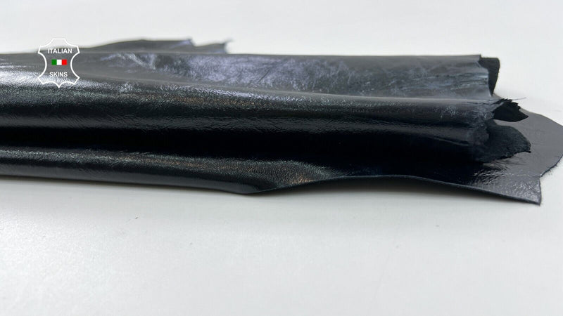 MIDNIGHT BLUE SHINY CRINKLE GLOSSY Soft Italian Goat leather 3+sqf 0.7mm #C774