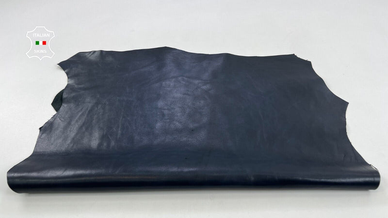 DARK BLUE ANTIQUED SHINY Italian Metis Lambskin leather hides 6sqf 0.9mm #C783