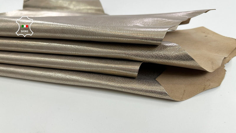 METALLIC PLATINUM ROUGH Thick Italian Goatskin leather 2 skins 7+sqf 1.2mm C2708