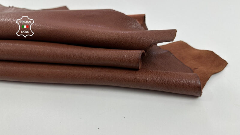 BROWN ROUGH VEGETABLE TAN Thick Italian Goatskin leather hides 6sqf 1.4mm #C2897