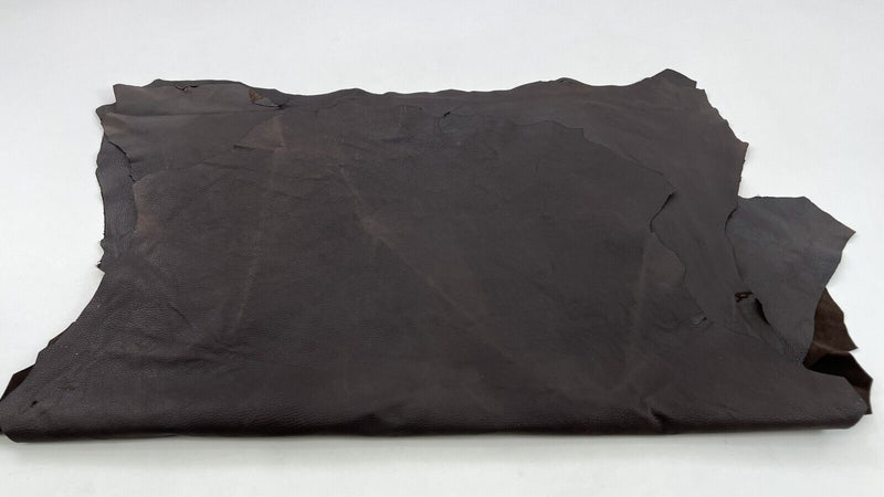 DARK BROWN MATTE PEBBLE GRAINY Thin Soft Lamb leather 4 skins 30sqf 0.6mm #C1020