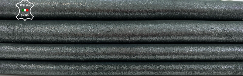 METALLIC SHIMMER STEEL PRINT ON GREY Soft Lambskin leather 6+sqf 1.0mm #C2010