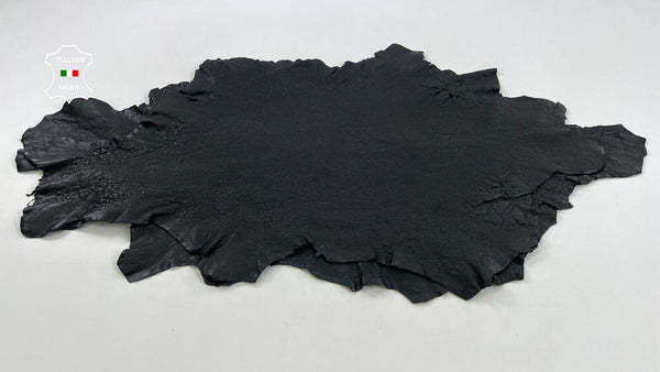 WASHED BLACK COATED SHINY ROUGH Thick Lamb leather 2 skins 10+sqf 1.6mm #C1214