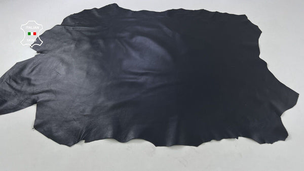 MIDNIGHT DARK BLUE SHINY Soft Italian Lambskin leather hides 10sqf 0.8mm #C1102