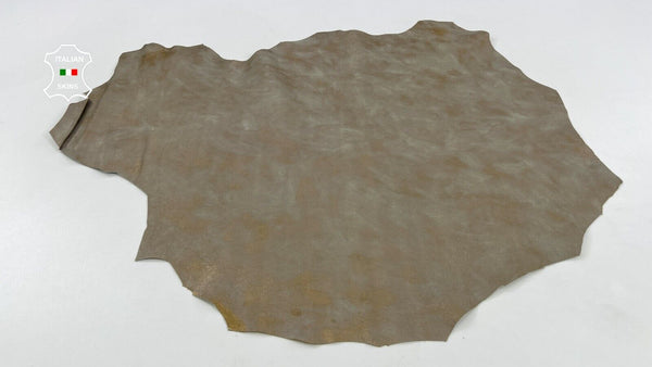 METALLIC PEWTER DISTRESSED Soft Italian Goatskin leather hide 4+sqf 0.8mm #C1655