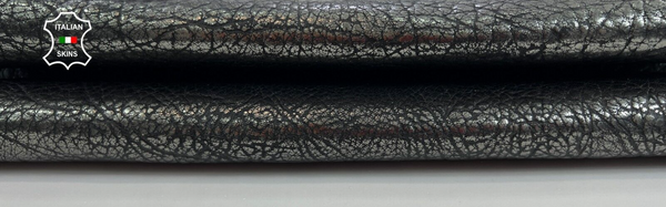 METALLIC GUNMETAL GRAINY VEGETABLE TAN ANTIQUED Lamb leather 2+sqf 2.5mm #C1115