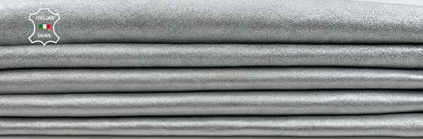 METALLIC SILVER WASHED ROUGH Thick Soft Lamb leather 2 skins 15sqf 1.3mm C1207