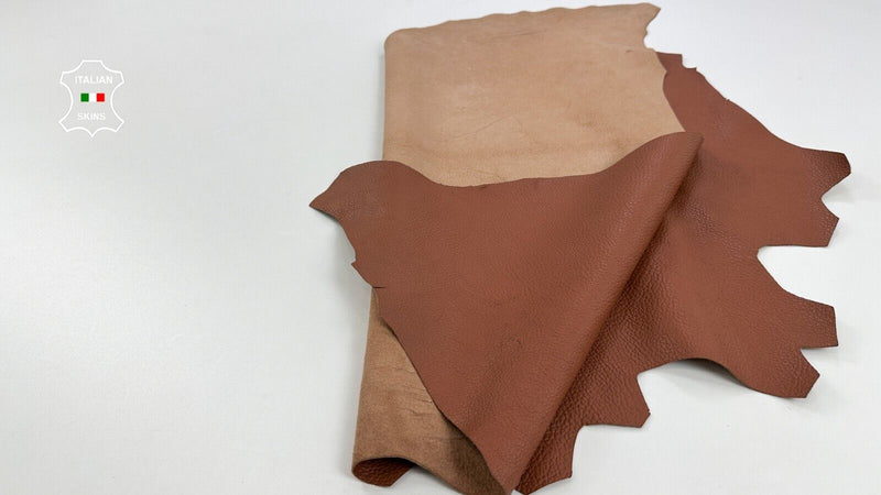 TAN BROWN GRAINY ROUGH Soft Italian Goatskin Goat leather hides 6sqf 1.0mm C2689