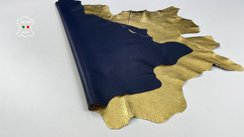 METALLIC GOLD GRAINY Thin Soft Lambskin Sheep leather hides 8sqf  0.6mm #C1924