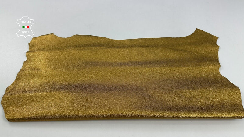 METALLIC BRASS GOLD PEBBLE GRAINY Strong Goatskin leather hides 5sqf 0.8mm C2186