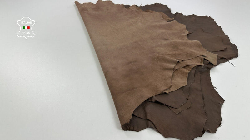 TAUPE BROWN VEGETABLE TAN VINTAGE LOOK Lamb leather 4 skins 30sqf 1.2mm #C2807