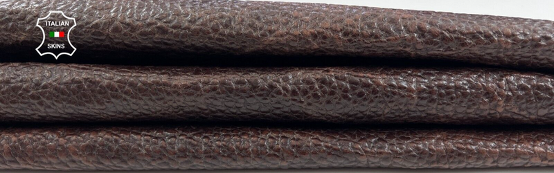 CHESTNUT BROWN ANTIQUED GRAINY Italian Goatskin leather hides 7+sqf 0.9mm #C1950