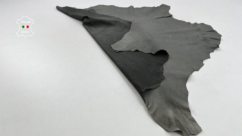 DIRTY CRINKLE GREY DISTRESSED VEGETABLE TAN Thin Lamb leather 6+sqf 0.6mm #C745