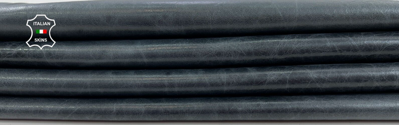 DARK GREYISH BLUE WAXY VINTAGE LOOK Soft Lambskin leather hide 7+sqf 0.7mm C1210