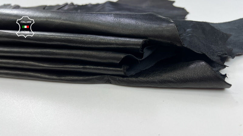 NATURAL BLACK CRINKLED Thin Soft Lambskin leather hide2 skins 12sqf 0.6mm #C2054