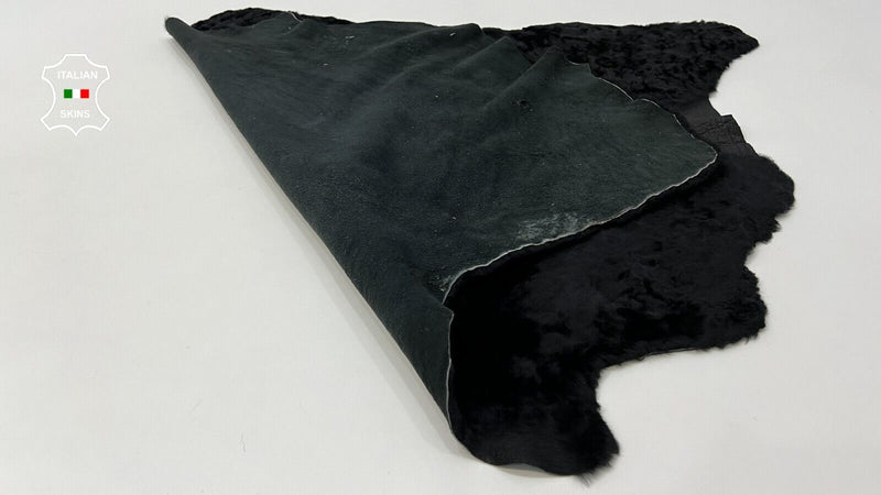 BLACK SHORT Hair On sheepskin Lamb shearling fur leather hides 24"X34" #C426