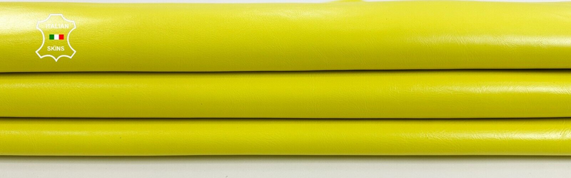 LEMON YELLOW CRINKLED Italian Goatskin Goat leather hide skins 6+sqf 0.8mm C2750