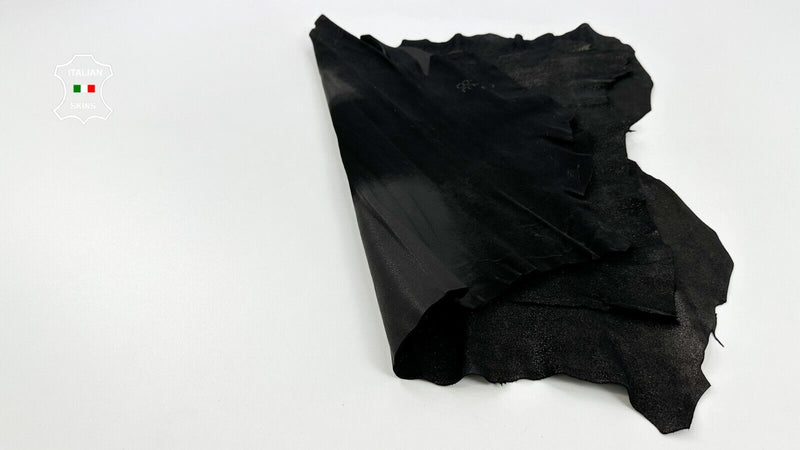 BLACK SHIMMER & SHINE PRINT ON Thick Goatskin leather 2 skins 5sqf 1.1mm #C2479