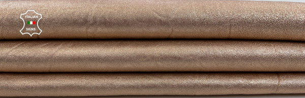 METALLIC ROSE GOLD WASHED ROUGH Thick Italian Lambskin leather 6sqf 1.6mm #C1319