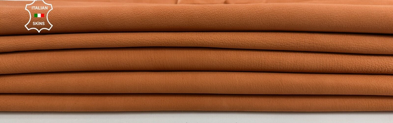 WASHED BRIC ORANGE VEGETABLE TAN ROUGH Goatskin leather 2 skins 7sqf 1.2mm C2446