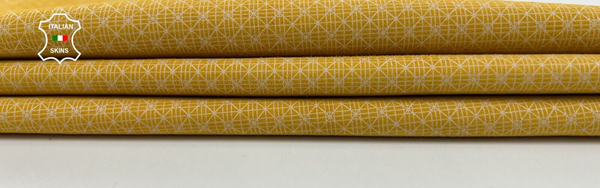 MUSTARD NUBUCK EYE ATTRACTION PRINT Thin Soft Goatskin leather 4sqf 0.6mm #C1161