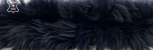 DARK BLUE LONG Soft Hair On DOUBLE FACE sheepskin shearling fur  20"X22" #C545