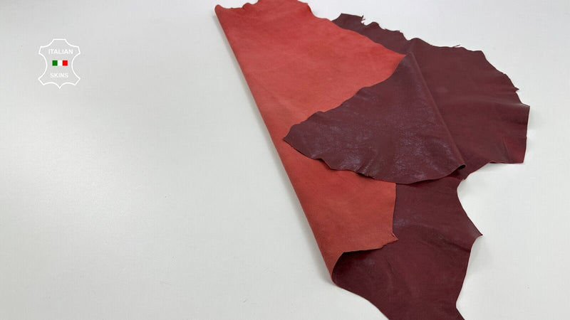 WINE RED BORDEAUX SHINY CRINKLE Soft Italian Lambskin leather 7+sqf 1.0mm #C2899