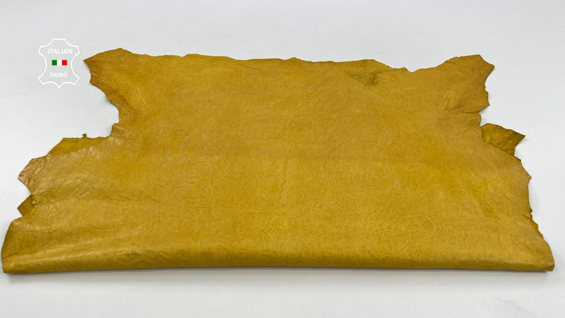 WRINKLED YELLOW VINTAGE LOOK VEGETABLE TAN Soft Lamb leather 8sqf 0.8mm #C1261