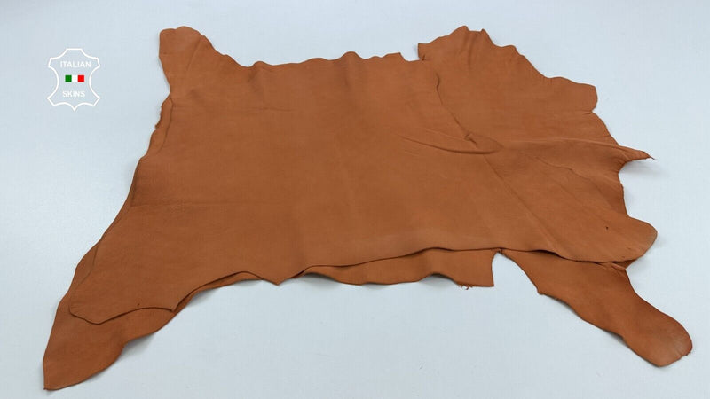 WASHED BRIC ORANGE VEGETABLE TAN ROUGH Goatskin leather 2 skins 7sqf 1.2mm C2446