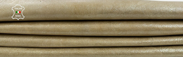 SANDY BEIGE PEARLIZED DISTRESSED VINTAGE Goat leather 2 skins 9sqf 0.8mm #C2552