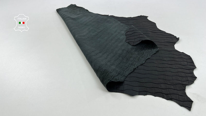 ANTHRACITE CROCODILE TEXTURED PRINT ON Soft Lambskin leather 5sqf 0.8mm #C1267