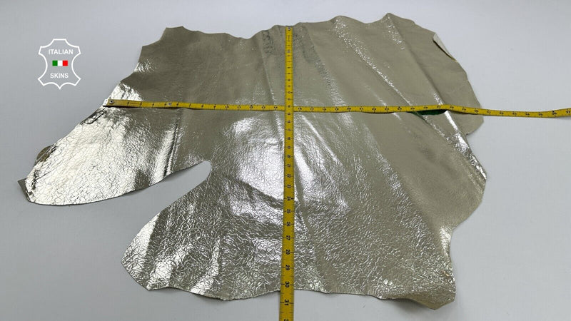 METALLIC LIGHT GOLD CRACKED  Strong Italian Goatskin leather 6sqf 1.0mm #C2374