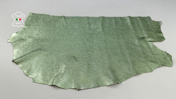 METALLIC LIGHT GREEN ROUGH Soft Italian Lambskin leather hides 3+sqf 1.0mm C2334