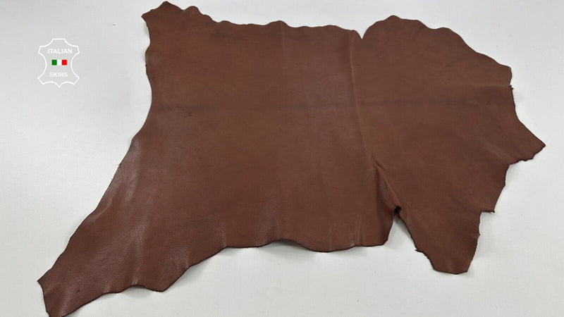 BROWN ROUGH VEGETABLE TAN Thick Italian Goatskin leather hides 6sqf 1.4mm #C2897