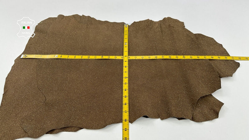 CAMEL BROWN PEARLIZED BRONZE SHIMMER ROUGH Goat leather 2 skins 6sqf 1.1mm C2747