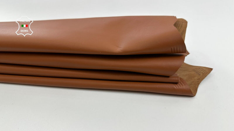 ORANGY TAN BROWN Soft Italian Lambskin leather hides 2 skins 7+sqf 0.8mm C2358