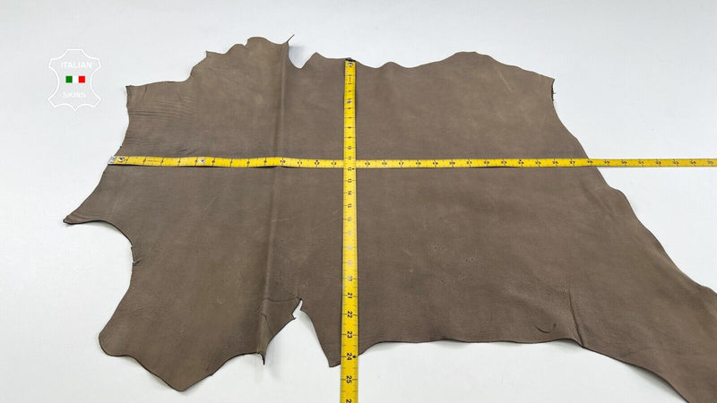 WALNUT BROWN NUBUCK GRAINY Thick Italian Goatskin leather hides 5sqf 1.1mm C2007