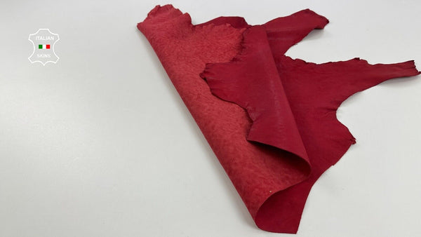 WASHED RED VEGETABLE TAN Thick Soft Italian Lambskin leather 5+sqf 1.6mm #C2937