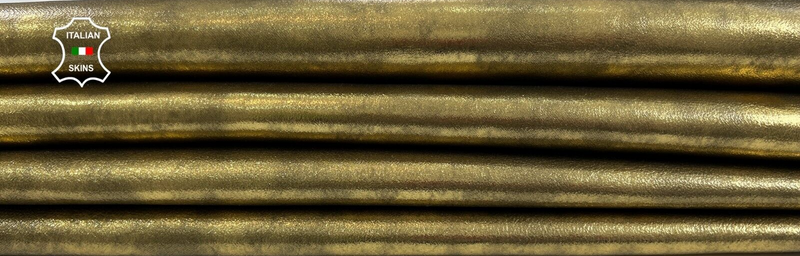 METALLIC OLD GOLD Soft Italian Goatskin leather hides 2 skins 8sqf 1.0mm #C1927