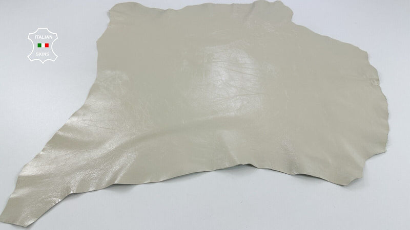 IVORY SHINY COATED CRINKLED Goatskin Goat leather hideS skins 7sqf 0.8mm #C2811