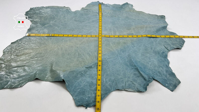 LIGHT BLUE WRINKLED VINTAGE LOOK Thin Soft Lambskin leather 6+sqf 0.6mm #C761