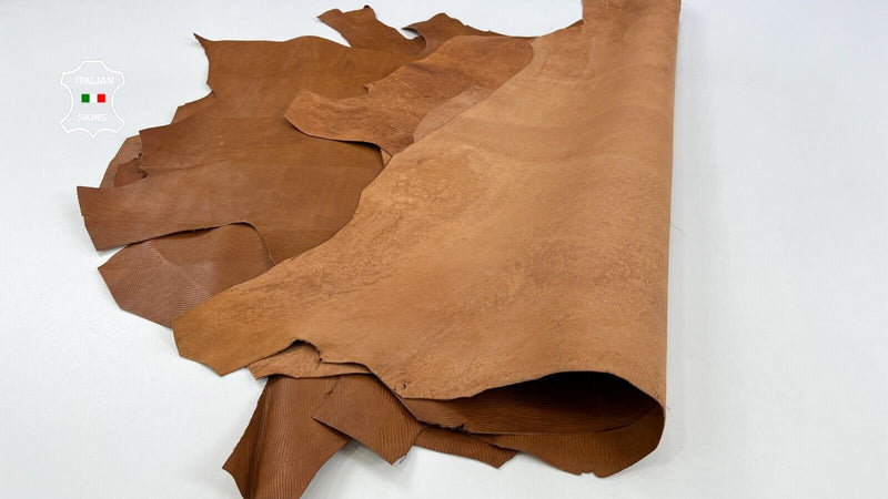 TAN BROWN TEJUS TEXTURED EMBOSSED ON Goatskin leather 4 skins 24sqf 1.2mm #C1949