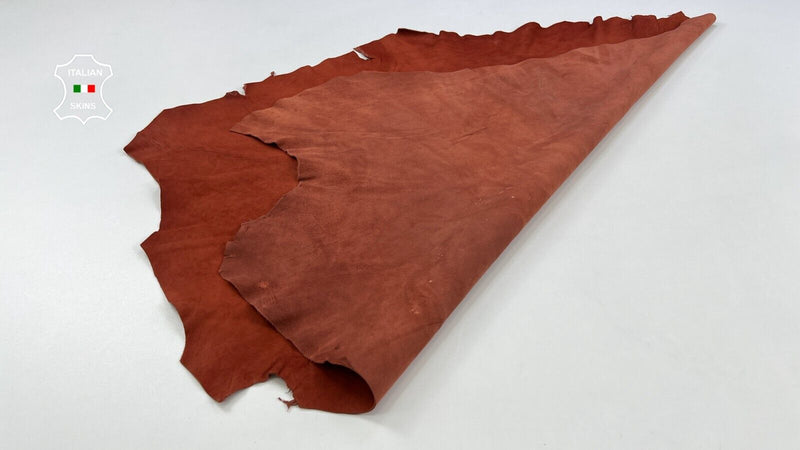 NATURAL FIRE ORANGE NAKED ANTIQUED Thick Soft Lambskin leather 6sqf 1.1mm C2051