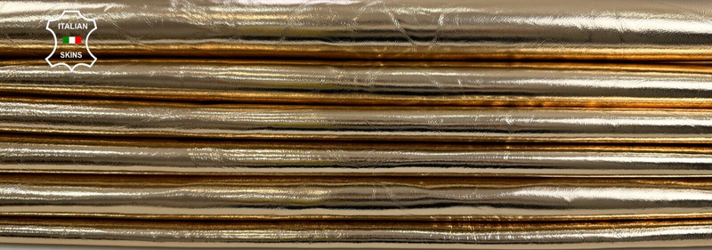 METALLIC LIGHT COPPER CRINKLED WRINKLED Lamb leather 2 skins 12sqf 0.8mm #C2362