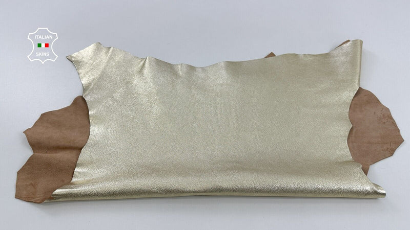 METALLIC LIGHT GOLD ROUGH GRAINY Thick Soft Goatskin leather  4+sqf 1.2mm #C2390