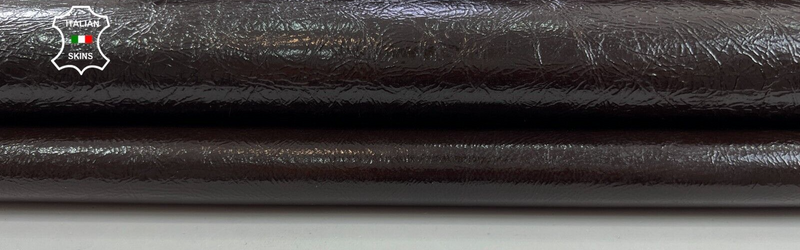 DARK BROWN PATENT CRINKLED Italian Goatskin Goat leather hides 4sqf 1.0mm #C2108