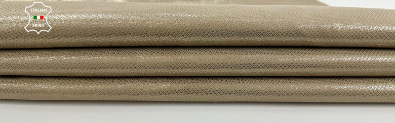 LIGHT PLATINUM SHIMMER PRINT ON Thin Soft Italian Goat leather 3sqf 0.6mm #C2520